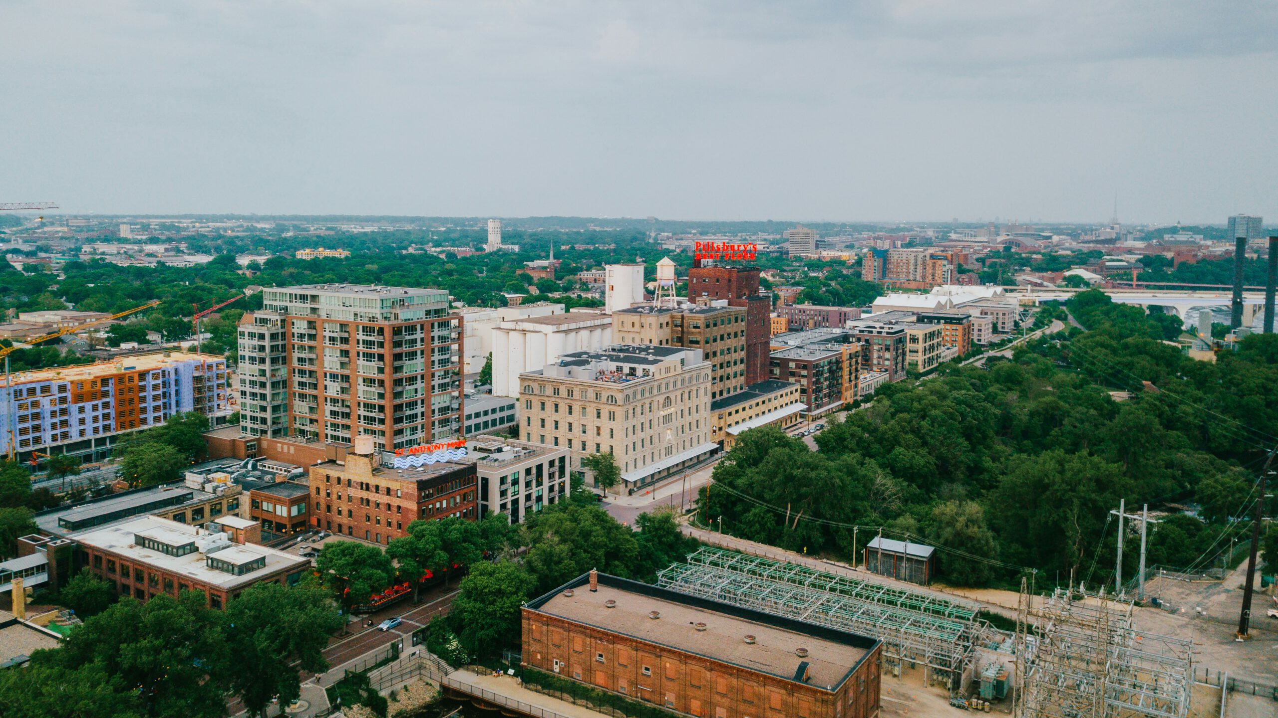Arial view of Minneapolis Twin Cities Minnesota