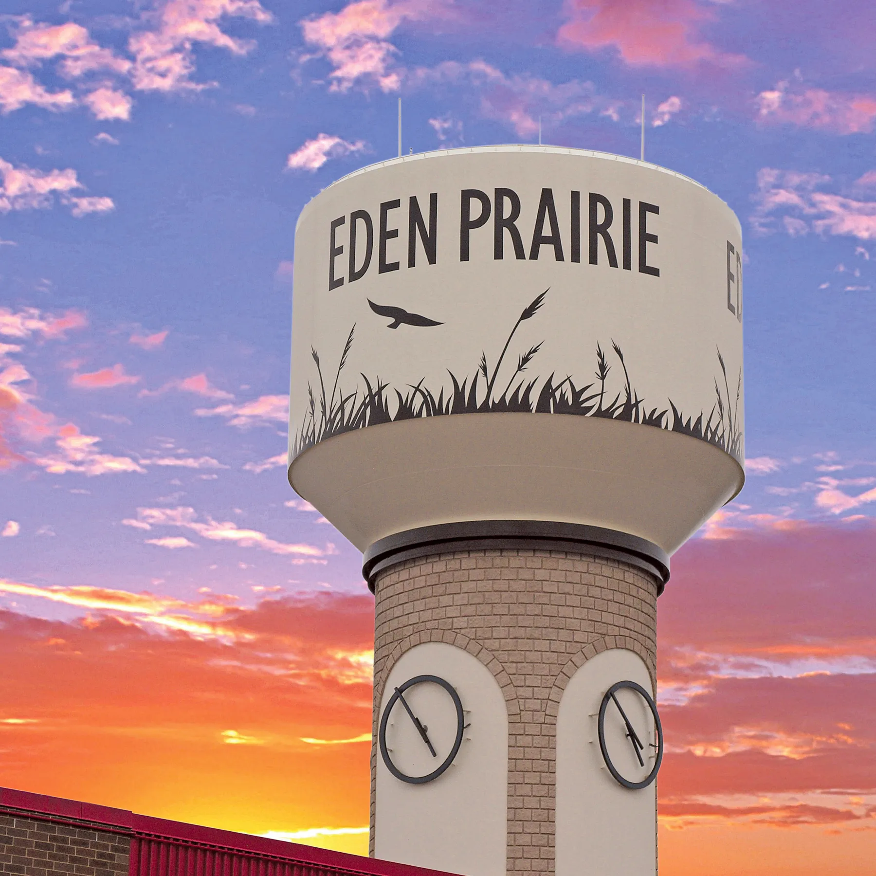 Aerial view of Eden Prairie water tower