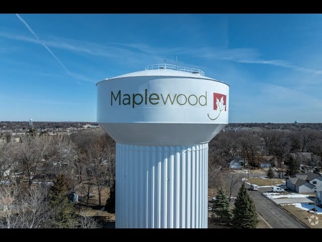 Aerial view of Maplewood Minnesota water tower